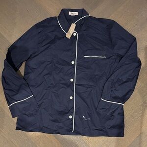 J. Crew Dark Blue long sleeve pajama top with White Piping